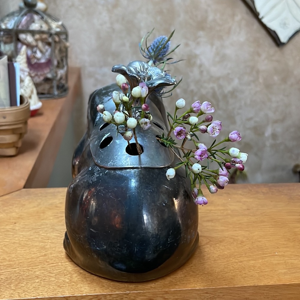 Vintage Silver Tone Frog Floral Frog - Picture 5 of 12